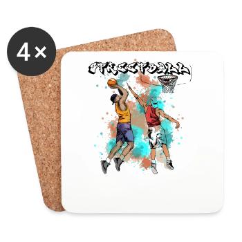 Basketball Action Illustration - Coasters (set of 4) - white - Front