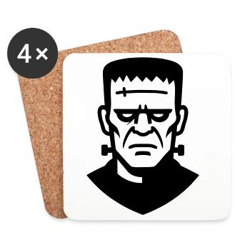 Vintage Horror Monster Illustration - Coasters (set of 4) - white - Front