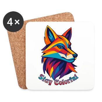 Illustration de renard géométrique vibrant - Dessous de verre (lot de 4) - blanc - Devant