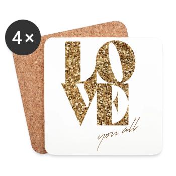 Glitter Love You All Typografie - Untersetzer (4er-Set) - Weiß - Vorne