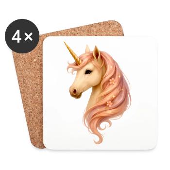 Licorne onirique – Magie pastel fantastique - Dessous de verre (lot de 4) - blanc - Devant