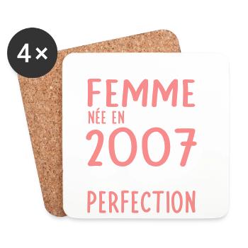 Anniversaire 18 ans - Née en Novembre 2007 - Dessous de verre (lot de 4) - blanc - Devant