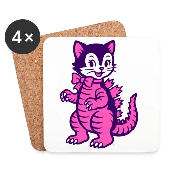 Monster Cat - Coasters (set of 4) - white - Front