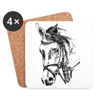 Cheval - Dessous de verre (lot de 4) - blanc - Devant