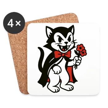 Dracula Kater mit Blumenstrauss - Untersetzer (4er-Set) - Weiß - Vorne