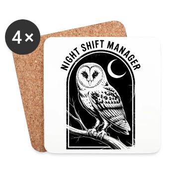 Night Shift Owl Manager - Coasters (set of 4) - white - Front
