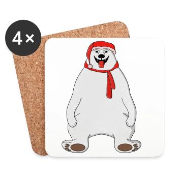 Ours Père Noël polaire - Dessous de verre (lot de 4) - blanc - Devant