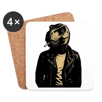 Dino Rebel Lederjacke - Untersetzer (4er-Set) - Weiß - Vorne