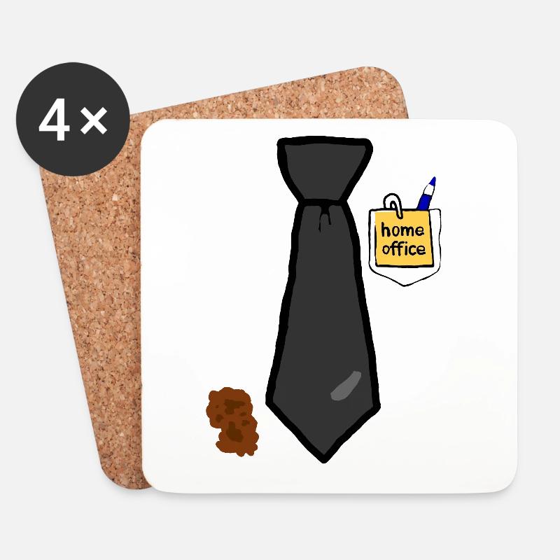 Homeoffice Fun Krawatte  - Untersetzer (4er-Set) - Weiß