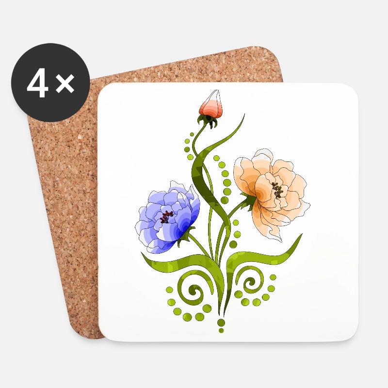 Blumen - Untersetzer (4er-Set) - Weiß