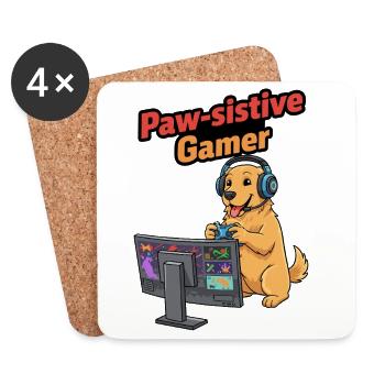 PawSitive Gamer Dog Game - Coasters (set of 4) - white - Front