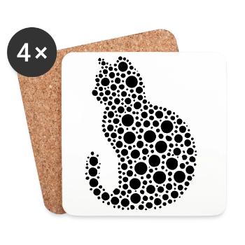 Dot Art Cats Silhouette pour les amoureux des chats - Dessous de verre (lot de 4) - blanc - Devant