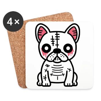 Französische Buldogge Hund HalloweenLustig - Untersetzer (4er-Set) - Weiß - Vorne