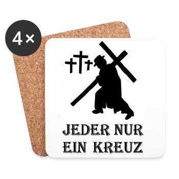 DER kleine PATE - Jeder nur ein Kreuz - Untersetzer (4er-Set) - Weiß - Vorne