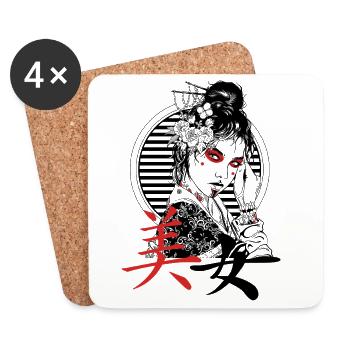 Black and Red Floral Beauty - Coasters (set of 4) - white - Front