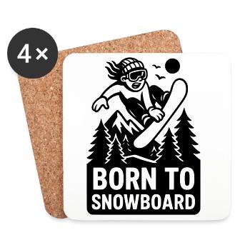 born to snowboard kids kinder sport - Untersetzer (4er-Set) - Weiß - Vorne