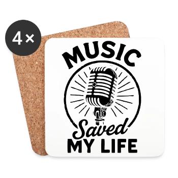 Music Saved My Life Retro Vintage T-Shirt - Untersetzer (4er-Set) - Weiß - Vorne