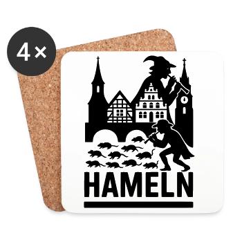 Hameln Stadt Rattenfänger Silhouette - Untersetzer (4er-Set) - Weiß - Vorne