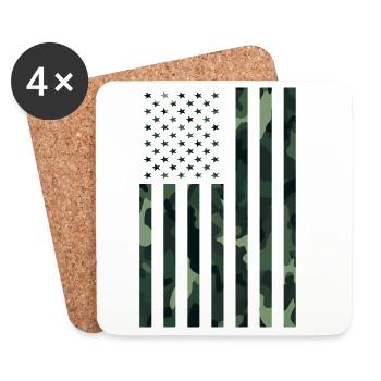 USA Flagge Camo Camouflage Militär Army - Untersetzer (4er-Set) - Weiß - Vorne