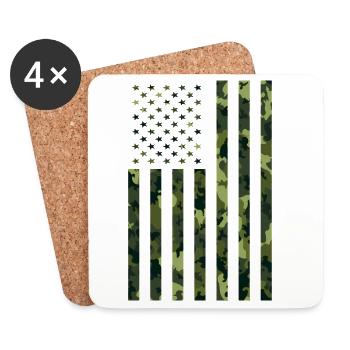 USA Flagge Camo Camouflage Militär Army - Untersetzer (4er-Set) - Weiß - Vorne