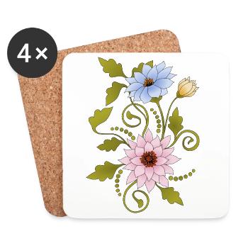 Fleur - Dessous de verre (lot de 4) - blanc - Devant