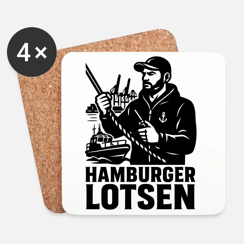 Hamburger Lotsen Hafen - Untersetzer (4er-Set) - Weiß