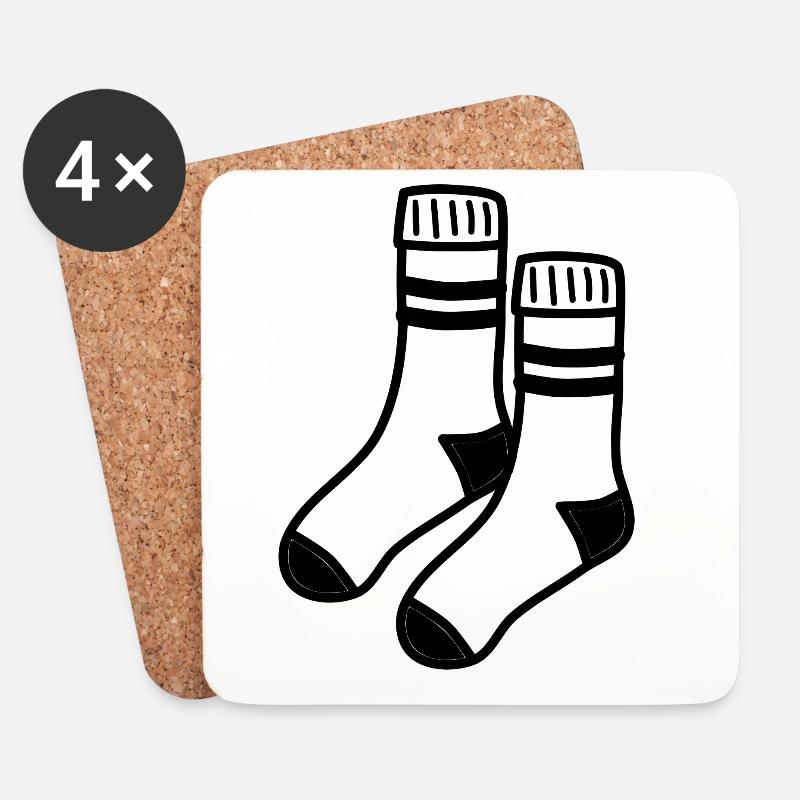 Chaussettes blanches - Dessous de verre (lot de 4) - blanc