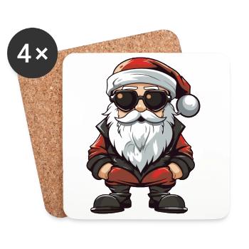 Weihnachtsmann Comic Santa - Untersetzer (4er-Set) - Weiß - Vorne