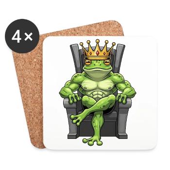 Cool Frog Fitness Musculation Dessin animé Formation - Dessous de verre (lot de 4) - blanc - Devant
