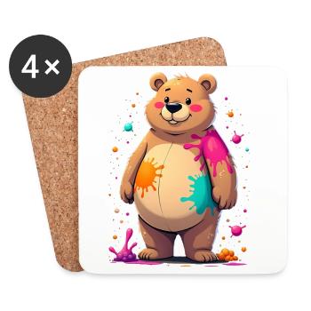 Art coloré de l’ours - Dessous de verre (lot de 4) - blanc - Devant