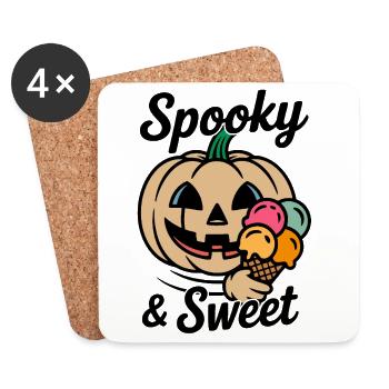Kürbis mit Eiscreme Cartoon - Coasters (set of 4) - white - Front