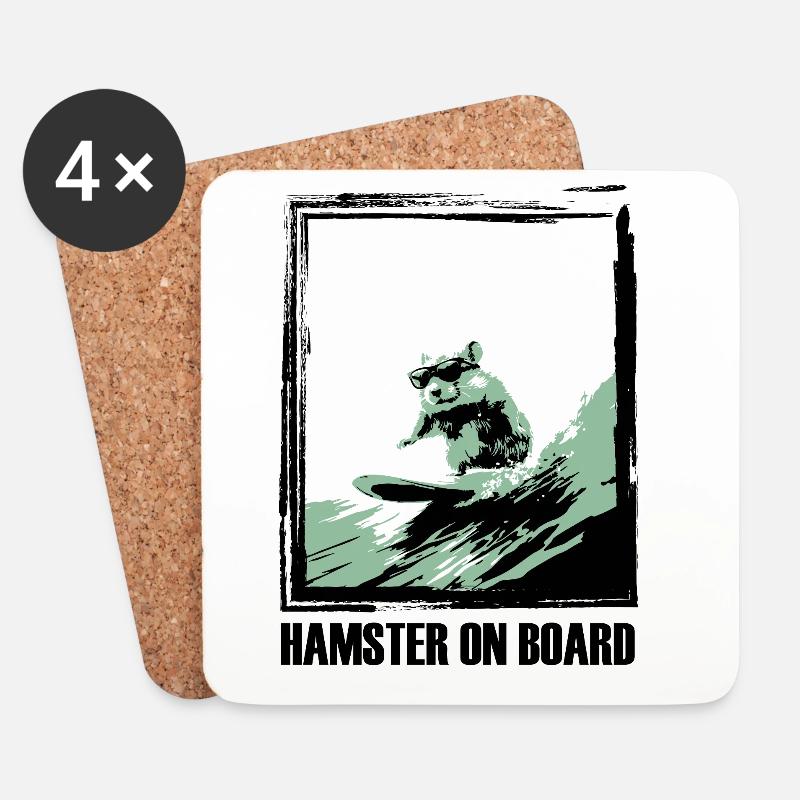 Hamster on surfboard - Coasters (set of 4) - white