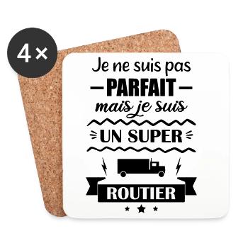 Super Chauffeur Routier Camion - Dessous de verre (lot de 4) - blanc - Devant