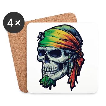Vivid Rainbow Skull Bandana - Coasters (set of 4) - white - Front