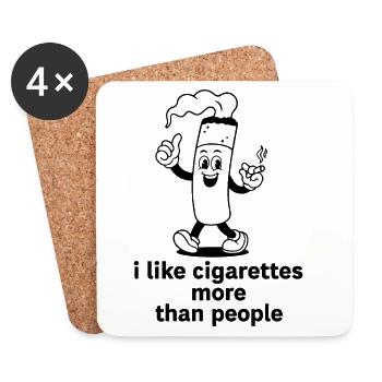 J’aime la cigarette plus que les gens - Dessous de verre (lot de 4) - blanc - Devant