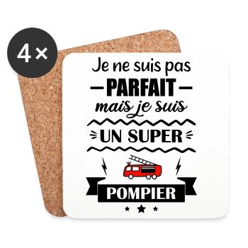 Super Firefighter Fire Hero Fire Truck - Coasters (set of 4) - white - Front