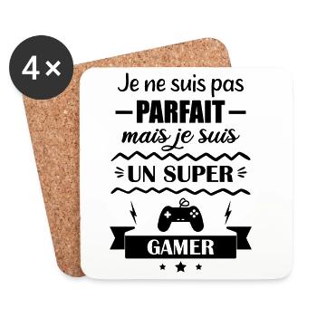 Super Gamer Gamer Video Game Geek Gamer Gaming - Coasters (set of 4) - white - Front
