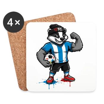Panda héros du football dans le style FC - Dessous de verre (lot de 4) - blanc - Devant