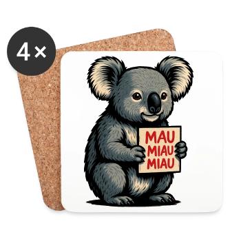Koala avec signe Mau Meow Meow - Dessous de verre (lot de 4) - blanc - Devant