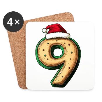 9 Number Biscuit Christmas - Coasters (set of 4) - white - Front