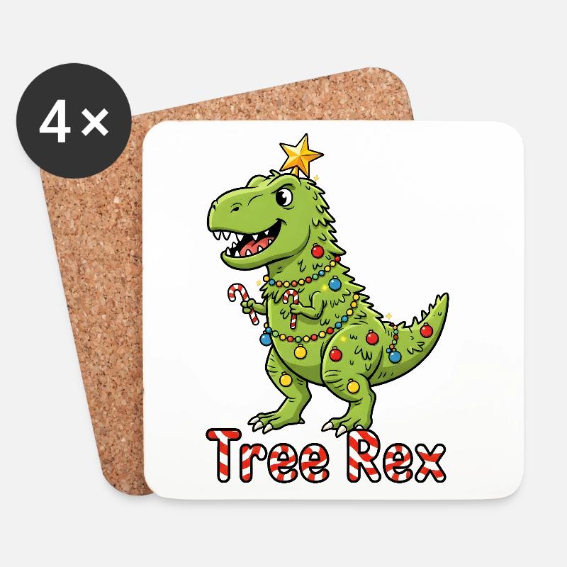 Tree Rex Weihnachtstrend - Untersetzer (4er-Set) - Weiß