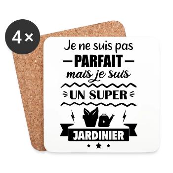 Pas parfait mais super jardinier - Dessous de verre (lot de 4) - blanc - Devant