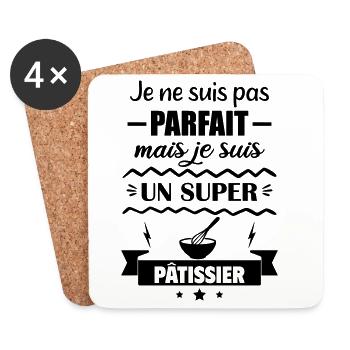 Not perfect but great pastry chef - Coasters (set of 4) - white - Front
