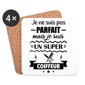 Pas parfait mais super coiffeur - Dessous de verre (lot de 4) - blanc - Devant