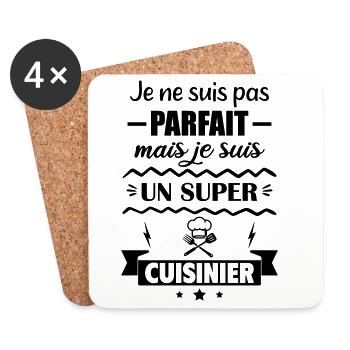 Not perfect but great cook - Coasters (set of 4) - white - Front