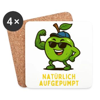 Naturally Pumped Up - Apple Cartoon - Coasters (set of 4) - white - Front