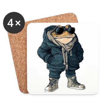 Frosch Cool Winter - Untersetzer (4er-Set) - Weiß - Vorne