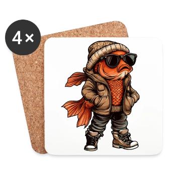 Goldfisch Cool Winter - Untersetzer (4er-Set) - Weiß - Vorne