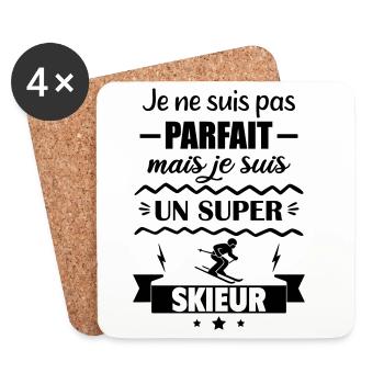 Pas parfait mais super skieur - Dessous de verre (lot de 4) - blanc - Devant