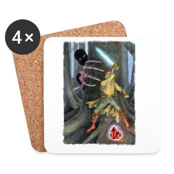 Fantasy Hero Battling Shadow Creature - Coasters (set of 4) - white - Front